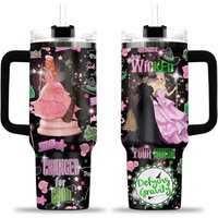 Wicked Change For Good Glitter Tumbler 40 Oz, Custom Witch Pink Green Tumbler, Wizard Of Oz Movie Tumbler, Wicked Defy Gravity Tumbler