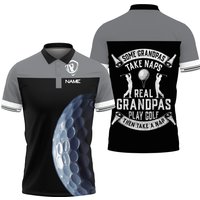 Customized Name Golf Grandpas Play Golf Then Take A Nap Polo Shirt