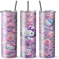 Kitty And Friends Tumbler, Personalized Tumbler With Lid And Straw