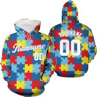 Custom Puzzle Piece Hoodie - Personalized Autism Awareness