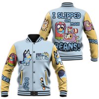 Cartoon Blueydad I Slipped On Mah Beans Baseball Jacket