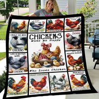Cozy Sherpa Blanket With Farm Chicken Design