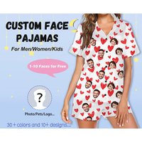 Custom Face Pajamas,family Pajamas Sets,women Short Sleeve Pajama