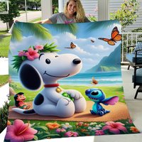 American Snoopy Dog Blanket Soft Fluffy Cartoon Fleece Blanket