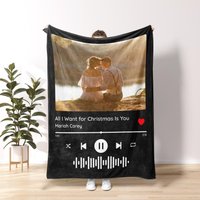 Custom Blanket Your Photo & Music Favorite Song, Personalized Photo Blanket
