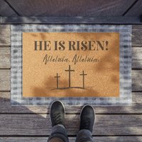 He Is Risen Easter Welcome Mat, Christian Easter Doormat