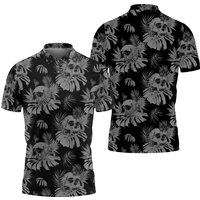 Tropical Skull Hawaiian Golf Polo Shirt