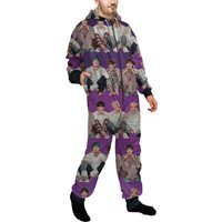 Bts Stripes Purple Unisex Adult One Piece Onesie Pajamas