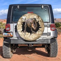 Wood Grain Rose Dinosaur Spare Tire Cover