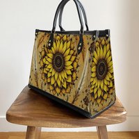 Boho Sunflower Leather Bags, Gift For Her