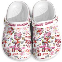 Lovely Amy Rose White Clogs For Adults