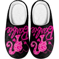 Women's Pink And Black Barbie Indoor Slippers