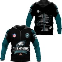 Philadelphiav Football Team Eagles 2025 Champions 3d Hoodie, 3d Zip Hoodie
