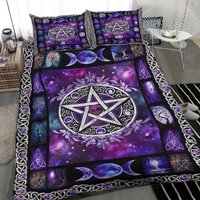 Mystical Pentacle Halloween Theme Personalized Witch Lover Quilt Set