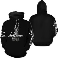 3d Hoodie Lover Music Rap, Deftone Cat Black Graphic Print Hoodie