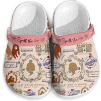 Bridgerton Spill The Tea Clogs, Lady Whistledown Clogs Shoes, Whistledowns Society Papers Fan Gift