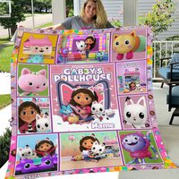 Personalized Gabbys Dollhouse Blanket, Gabbys Dollhouse Fleece Blanket
