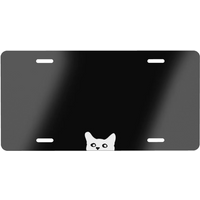 White Cat License Plate Frame - Car Accessories - Peeking Cat- Custom License Plate