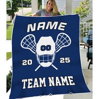 Custom Lacrosse Blanket, Personalized Lacrosse Fleece Blanket