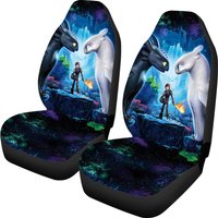 Cartoon Gift Toothless And Light Fury Car Seat Covers (set Of 2)