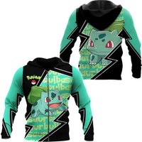 Pkm Bulbasaur Hoodie, 3d Zip Hoodie