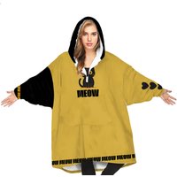 Tokyo Cat Hoodie Blanket | Wearable Blanket | Black Cat Pajama Gift |