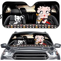 Betty Boop Car Sun Shade, Vintage Cartoon Car Windshield Auto Sunshade