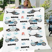Police Blanket, Personalized Policeman Blanket, Custom Cop Blanket, Police Nursery