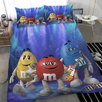 Fashion M& M Chocolate Logo Print Bedding Sets, Gifts For Friends