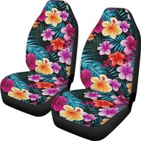 Tropical Paradise Flowers Car Seat Covers, Hawaiian Hibiscus Floral Car Seat Covers
