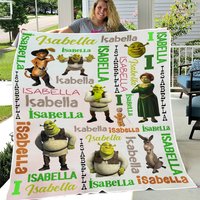 Custom Shrek Characters Blanket With Name