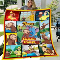 Personalized Curious George Blanket, Curious George Blanket, Custom Name Blanket