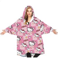 Kitty Cat Anime Oversized 3d Printed Blanket Hoodie
