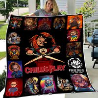 Chucky Childs Play Horror Fleece Blanket, Childs Play Movie Blanket, Chucky Blanket