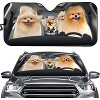 Fluffy Pomeranian Family Puppies Car Sunshade
