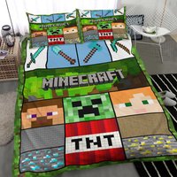 Minecraft Duvet Cover Set Single Bedding Bedroom Decor Pillowcase