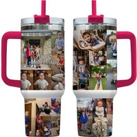40oz Tumbler - Custom Option - Assorted Colored Handles - Photo Collages