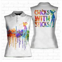 Watercolor Heart Beat, Chicks With Sticks 3d Women Sleeveless Polo