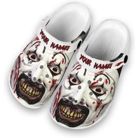 Halloween Terrifier's Face Clogs Shoes, Horror Characters Custom Name Clogs
