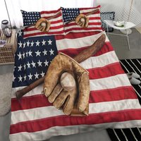 3d American Flag Baseball Comforter Sets Boys Sports Bedding Set
