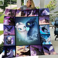 How To Train Your Dragon Fleece Blanket, Dragon Cartoon Sherpa Blanket