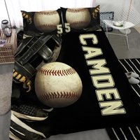 Personalized Baseball Duvet Cover Set, Baseball Ball 3d Printed, Custom Bedding Set