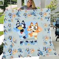 Personalized Blueydad Fleece Sherpa Blanket, Custom Name Blue Dog Blanket