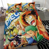One Piece Luffy Bedding Set 3 Cartoon Anime Four Seasons Quilt Cover