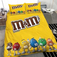 Fashion M& M Chocolate Logo Print Bedding Sets, Gifts For Friends