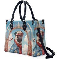 Pug Dog In Aviator Outfit Leather Bags, Gifts For Her