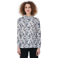 Chinoiserie Corgi Dog Shirt, Cute Corgi Floral Button Shirt, Dog Lover Gift For Women