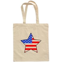 American Flag Inside Star Cute Fun Patriotic Usa 4th Of July Canvas Cotton Tote