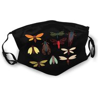 Collection Of 10 Colorful Cicadas And Moths Adult Face Mask