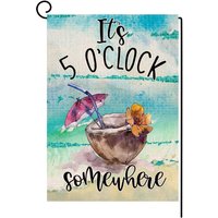 It's 5 O'clock Somewhere Garden Flag Tropical Coconut